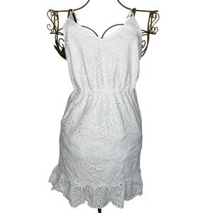 Japna Sleeveless Eyelet White Midi Dress Sweetheart Neckline - Size M